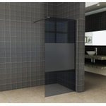 Wiesbaden Slim douche à l'italienne 120x200cm verre nano 8mm partiellement dépoli verre fumé noir mat SW443820