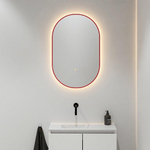 Mondiaz GLOW Miroir de salle de bains - Ovale - 45x90cm - Éclairage LED indirect - Capteur de mouvement - Fire (Rouge) SW1105209