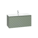 Crosswater Vergo ensemble de meubles de salle de bain - 99.8x47.6x45.5cm - 1 lavabo verre - blanc - 1 trou pour robinet - 1 tiroir - vert sauge SW910972