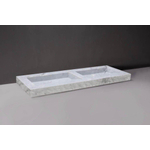 Forzalaqua Palermo Doppio lavabo 140.5x51.5x9cm Rectangulaire 0 trous de robinet 2 lavabos Pierre naturelle Carrara poli & taillé SW230715