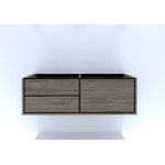 HR Badmeubelen Rize meuble sous lavabo - 2 tiroirs gauche (70cm)/1 tiroir haut droit (70cm) - sans poignée push2open - 140 x 45 x 45 cm - espresso SW708092