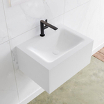 Mondiaz Lagom Meuble avec 1 tiroir 60x30x45cm vasque Cloud central 1 trou de robinet Solid Surface Talc SW408944