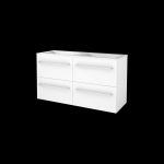 Basic-Line Start 46 ensemble de meubles de salle de bain 120x46cm avec poignées 4 tiroirs vasque acrylique 0 trous pour robinetterie mdf laqué blanc glacier SW351576