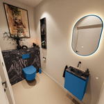 MONDIAZ TURE-DLUX Meuble toilette - 40cm - Jeans - EDEN - vasque Lava - position centrale - sans trou de robinet SW1103819