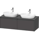 Duravit Ketho 2 meuble bas pour lavabo inclus plateau console avec 2 tiroirs pour vasques doubles 140x55x45.9cm avec poignées anthracite graphite mat SW772341