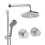 Crosswater Module Regendoucheset inbouw - 2 hendels - 20cm douchekop - handdouche - glijstang - wandarm - chroom SW1472384