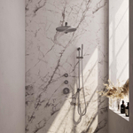 Brauer Douche pluie encastrée Carving brossé - douche principale 30cm - 3 boutons Carving - bras mural droit - glissière - douchette à main 1 fonction - PVD - inox brossé SW716093