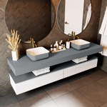 Mondiaz TOP 51 Plan vasque suspendu - 210x51x12cm - adapté pour vasque à poser - Solid surface - Plata SW1022348
