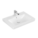 Villeroy & Boch Subway 2.0 wastafel - geslepen - 65x47cm - met kraangat - met overloop CeramicPlus - White Alpine (glans wit) 1025019
