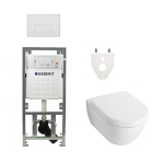 Villeroy Boch Subway 2.0 DirectFlush Toiletset - softclose - geberit reservoir - qeramiq bedieningsplaat rechthoekige knoppen - wit SW791673