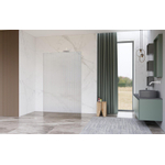 Fortifura Galeria Vrijstaande Inloopdouche - 90x200cm - Helder geribbeld - antikalk - 8mm veiligheidsglas - wandsteunen - Wit mat SW992958