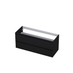 INK meuble sous-lavabo 120x45x52cm 2 tiroirs sans poignées avec finition à 45 degrés tout autour MDF laqué noir mat SW207386