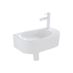 QeramiQ Fuente fonteinset – halfrond – 40x21.5x12 cm – keramiek wit glans – kraangat rechts – mat witte kraan SW1232801