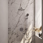 BRAUER Brushed Edition douche de pluie encastrée thermostatique - 3 voies - ronde - set 92 - pomme de douche 30cm - bras mural droit - douchette 3 jets - flexible de douche - barre de douche intégrée - inox brossé PVD SW1159195