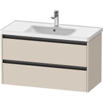 Duravit Ketho.2 Wastafelonderbouwkast - met 2 laden - 98.4x45.5x54.9cm - met grepen antraciet - taupe supermat SW771791