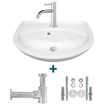 Nemo Start Star ensemble lavabo 45x33cm avec trop-plein incluant siphon et robinet porcelaine blanc SW385448