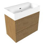Saniclass Holz Atelier Badkamermeubelset - 80x45x72cm - Legend keramische wastafel mat wit - 1 wasbak - zonder kraangat - 2 lades - mat eiken natural (hout) SW1579603