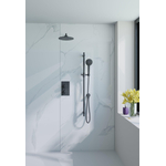 Fortifura Calvi inbouw regendoucheset – Ø30 cm hoofddouche – 35 cm gebogen wandarm – 1-stands ronde handdouche – gladde knoppen – zwart mat SW1412075