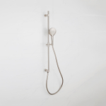 Fortifura Calvi Ensemble barre de douche - coude mural intégré - flexible de douche métal - douchette ronde - Inox brossé PVD (Inox) SW1210188