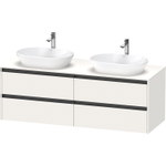 Duravit Ketho.2 Wastafelonderbouwkast - inclusief consoleplaat - met 4 laden - voor dubbele waskommen - 160x55x56.8cm - met handgrepen antraciet - wit supermat SW771978
