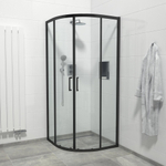 Marenza Slide Quick Fit Douchecabine - kwartrond - 90x90x195cm - helder glas - anti kalk - mat zwart SW491633