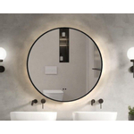 Saniclass Badkamerspiegel - rond - diameter 100cm - indirecte LED verlichting - spiegelverwarming - infrarood schakelaar - mat zwart SW643411