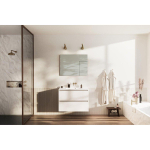 Nemo Go Ensemble de meuble - 60x65x45.5cm - 2 tiroirs - sans poignée - 1 vasque Blanc brillant - 1 trous de robinet - avec miroir - MDF standard white SW911703