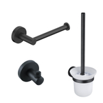 Fortifura Calvi Ensemble WC - porte-balai - ouvert - patère - porte-rouleau de papier toilette - sans couvercle - noir mat SW809426