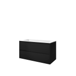 Proline elegant ensemble de meubles de bain 100x46x54cm sans trou de robinet et meuble symétrique en polystone noir mat/blanc mat SW349923