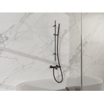Fortifura Calvi Mitigeur baignoire - avec barre curseur - douchette stick - flexible en métal - Noir mat SW997394
