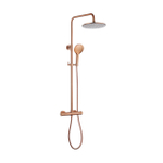 Fortifura Calvi Ensemble de douche pluie - thermostatique - douche principale 30cm - flexible métallique - douchette ronde - Cuivre brossé PVD (Cuivre) SW1204442