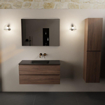 Mondiaz AIVY Ensemble de meuble - 100x45x50cm - 0 trous de robinet - 1 vasque Urban Solid surface - Centre - 2 tiroirs - sans miroir - Melamine Mocha SW892094