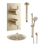 Crosswater MPRO Inbouwdoucheset - 30cm hoofddouche - plafondarm - glijstangset - ronde handdouche - geborsteld messing (goud) SW369971