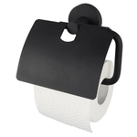 Haceka Kosmos Toiletrolhouder met klep zwart SW654023