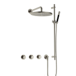 Hotbath Cobber IBS70 Ensemble de douche de tête encastré - bras mural 38,5 cm - douche de tête ronde 30 cm - douchette à main barre - barre de douche - nickel brossé SW678022