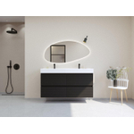 HR badmeubelen Infinity XXL 3D Ensemble meuble de salle de bains - 140 cm - 2 lavabos en céramique kube blanc - 2 trous de robinet - 4 tiroirs - noir mat SW863523