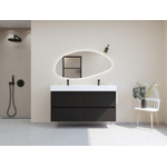 HR Infinity XXL ensemble de meubles de salle de bain 3d 140 cm 2 vasques en céramique kube blanc 2 trous de robinet 4 tiroirs noir mat SW863523