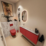 MONDIAZ TURE-DLUX Meuble toilette - 120cm - Fire - EDEN - vasque Glace - position gauche - sans trou de robinet SW1103343