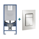 Grohe Rapid SLX Inbouwreservoir - frame netspanning - douchewc aansluiting - Grohe Skate cosmopolitan bedieningsplaat - Supersteel (RVS) SW405746