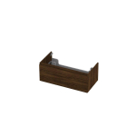 INK Wastafelonderkast - 90x45x35cm - 1 lade - greeploos - met houten keerlijst - MFC - Koper eiken SW352437