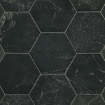 SAMPLE Terravito Fareno wand- en vloertegel - 21.6x25cm - 9mm - Zeshoek - Marmerlook - antraciet mat SW736095
