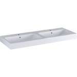 Geberit Icon Lavabo - 120x48.5x16cm - 2 cuves - 2 trous de robinetterie - trop-plein - céramique - blanc brillant SW417300
