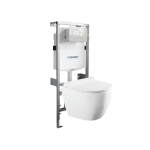 QeramiQ Salina Compact Toiletset -softclose zitting- bedieningsplaat Geberit Sigma01 wit - wit glans SW444766