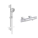 GROHE Vitalio Joy HandDoucheset - 60cm glijstang - ronde handdouche - 3 straalsoorten - thermostaatkraan - chroom SW1576559