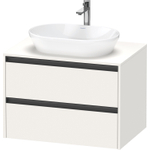 Duravit Ketho.2 Wastafelonderbouwkast - inclusief consoleplaat - met 2 laden - 80x55x56.8cm - met handgrepen antraciet - wit supermat SW772245