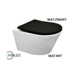Wiesbaden Vesta WC sans bride mural Blanc avec abattant Shade noir mat SW373866
