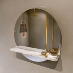 Mondiaz SPOT Badkamerspiegel - rond 50cm - spiegelplanchet - kleur Frappe SW1235629