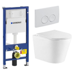 QeramiQ Dely Toiletset - Geberit UP100 inbouwreservoir - witte bedieningsplaat - toilet - zitting - mat wit SW656670