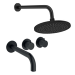 Crosswater Module Ensemble de douche de pluie encastré - 2 poignées - bec de baignoire - pomme de douche 30 cm - bras mural - noir mat SW1472406