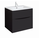 Crosswater Glide II Ensemble de meuble - 60x45x52cm - 2 tiroirs - sans poignées - Black matt - lavabo Ice white - 1 trou de robinet SW890270